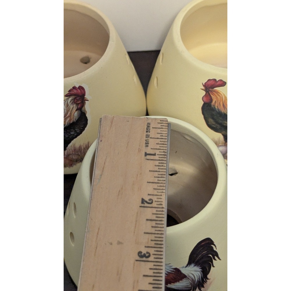 Set‎ of 3 Rooster Ceramic Candle Shades Farmhouse Country Votive Tealight Covers - Picture 10 of 11